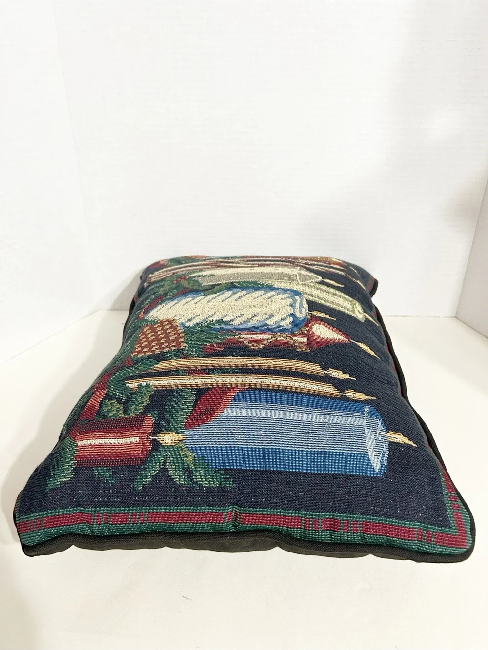 Unbranded Christmas Candles Woven Tapestry Throw Pillow Holiday Decor